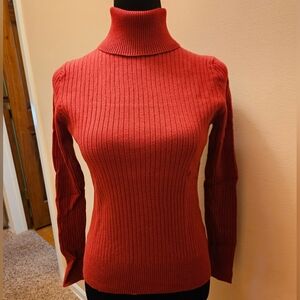 Women's Ribbed Turtleneck Sweater - Red
